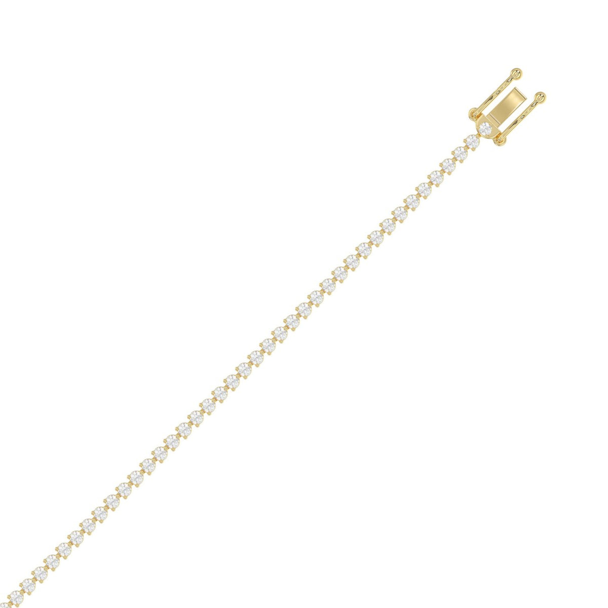 14K Yellow Gold 2.00CT Round Diamond Three-Prong Tennis Bracelet For Women Classic Diamond Bracelet
