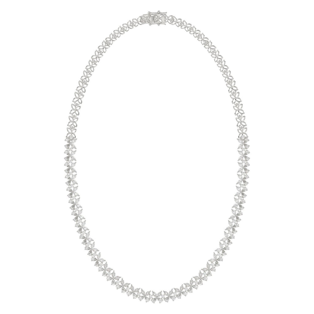 LADIES NECKLACE 19 1/2CT ROUND/PEAR/MARQUISE DIAMOND 14K WHITE GOLD