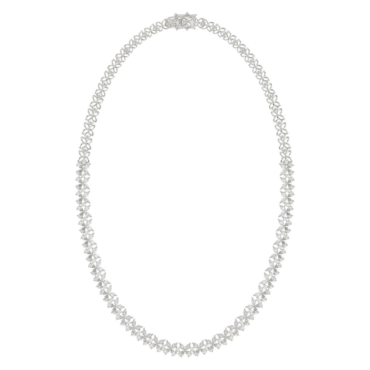 LADIES NECKLACE 19 1/2CT ROUND/PEAR/MARQUISE DIAMOND 14K WHITE GOLD