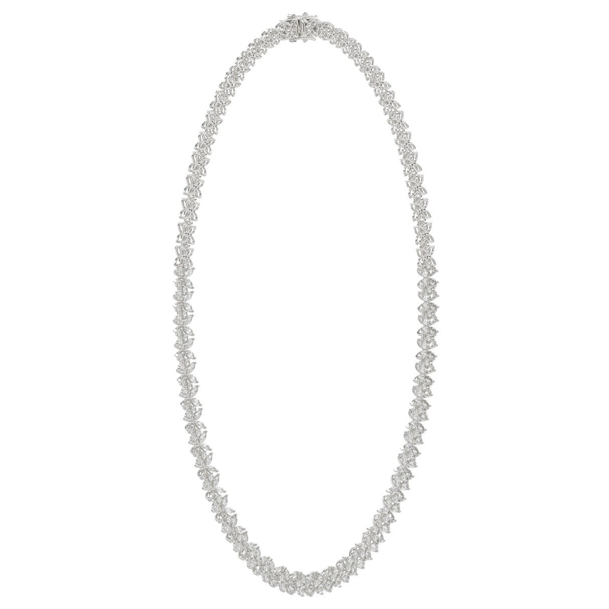 LADIES NECKLACE 19 1/2CT ROUND/PEAR/MARQUISE DIAMOND 14K WHITE GOLD