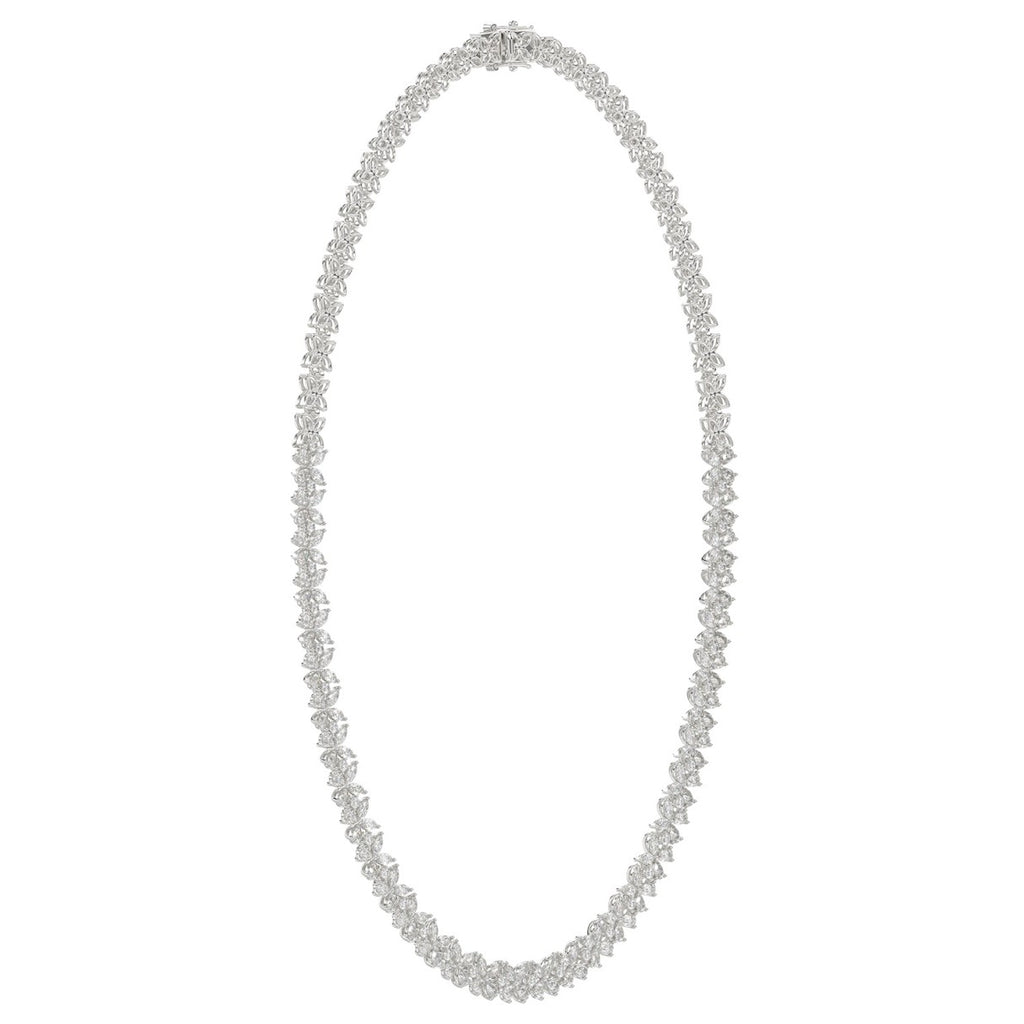 LADIES NECKLACE 19 1/2CT ROUND/PEAR/MARQUISE DIAMOND 14K WHITE GOLD