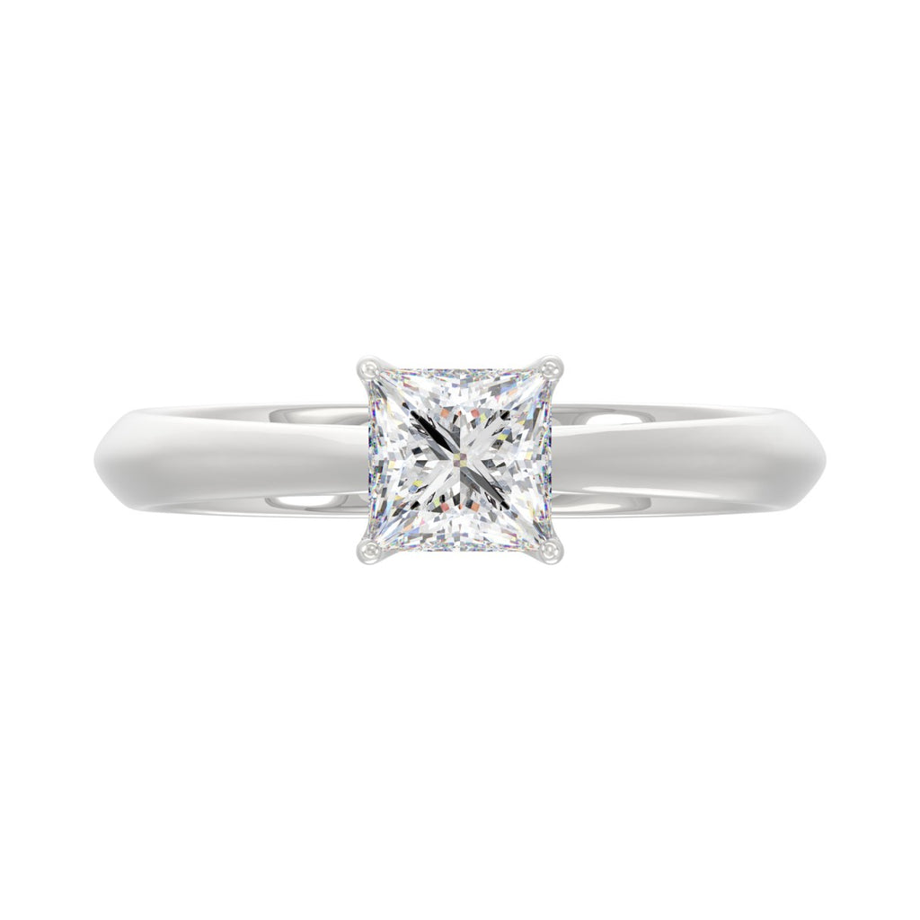 LADIES SOLITAIRE RING 1CT PRINCESS DIAMOND 14K WHITE GOLD