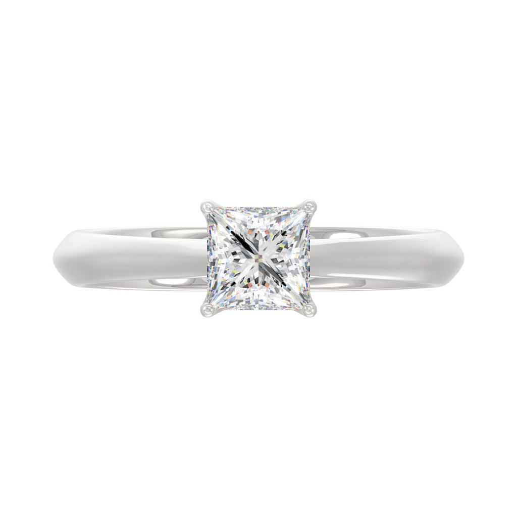 LADIES SOLITAIRE RING 1CT PRINCESS DIAMOND 14K WHITE GOLD