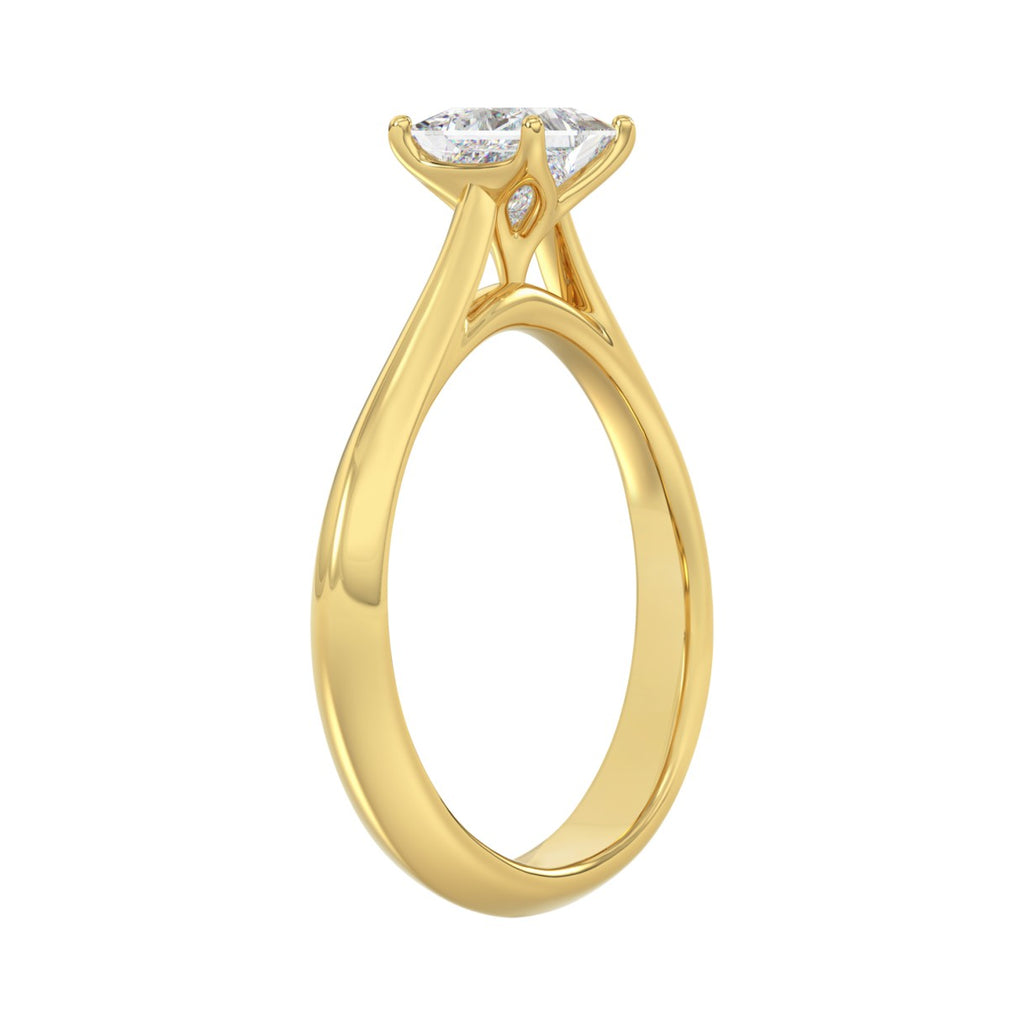 LADIES SOLITAIRE RING 1CT PRINCESS DIAMOND 14K YELLOW GOLD