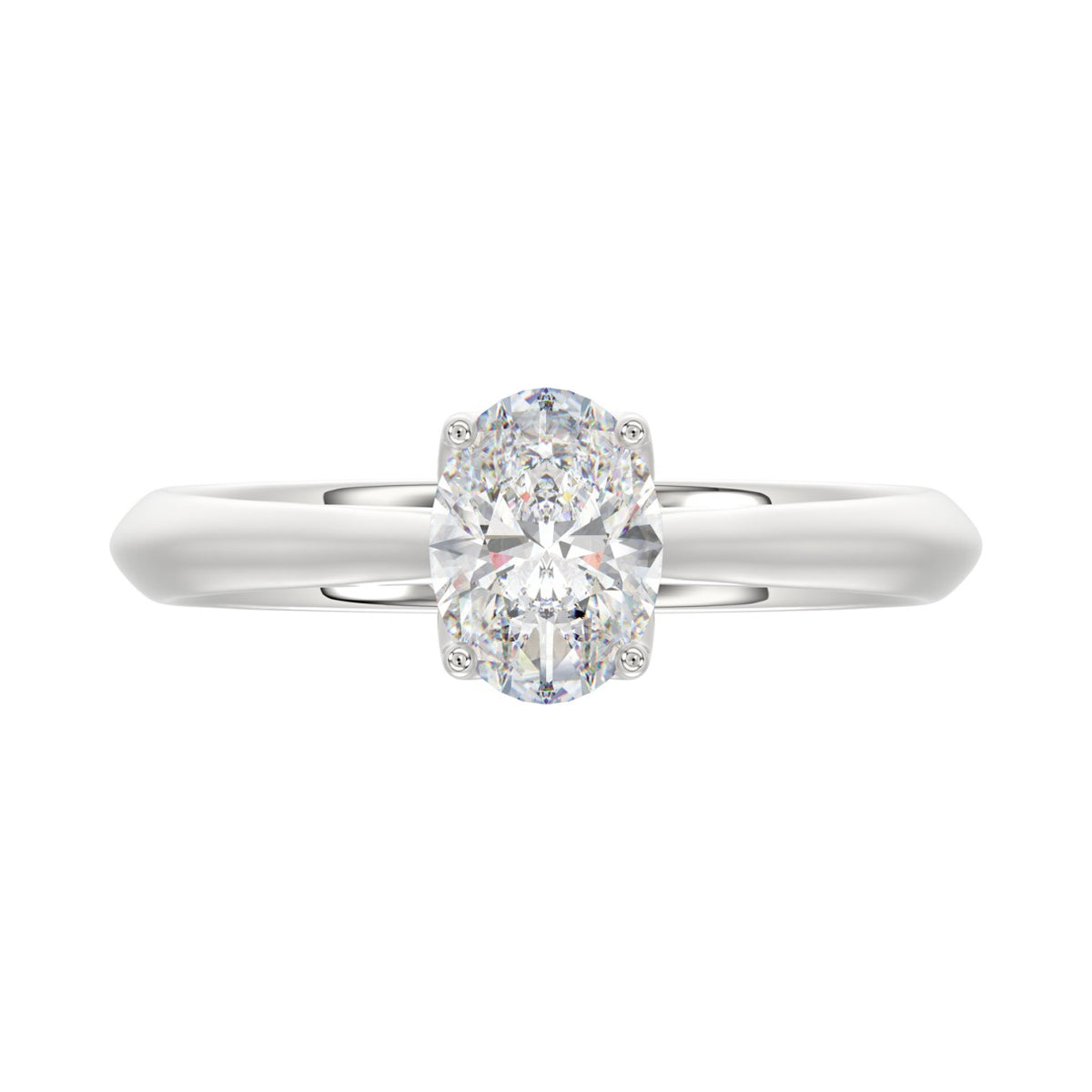 LADIES SOLITAIRE RING 1CT OVAL DIAMOND 14K WHITE GOLD