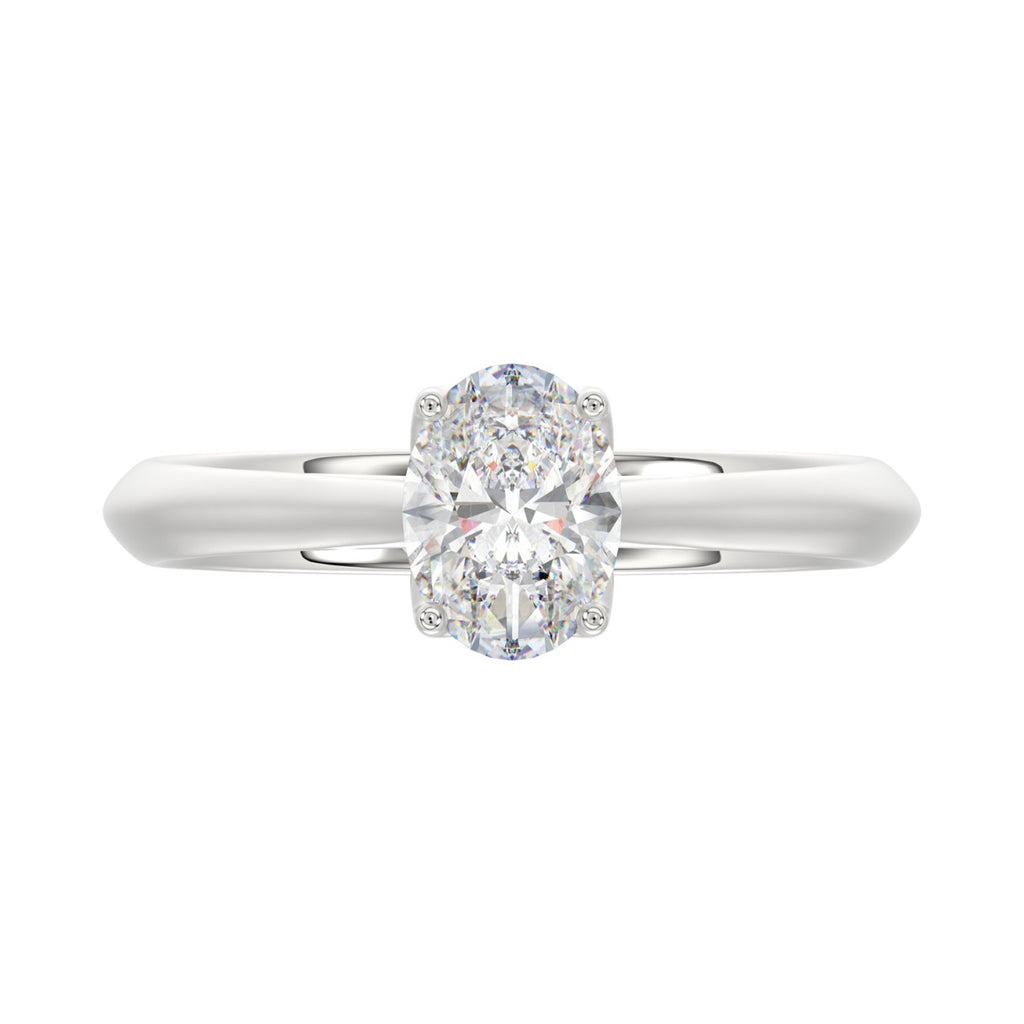 LADIES SOLITAIRE RING 1CT OVAL DIAMOND 14K WHITE GOLD