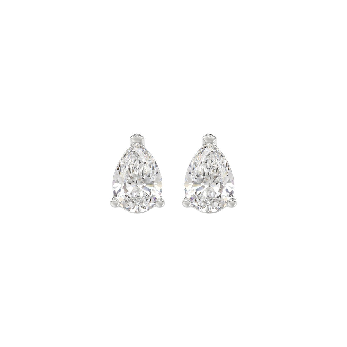 LADIES SOLITAIRE EARRINGS 1CT PEAR DIAMOND 14K WHITE GOLD