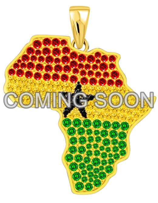 Limited Edition- Ghana Pendant with Diamonds including Red, Yellow, Green, and Black Gemstones