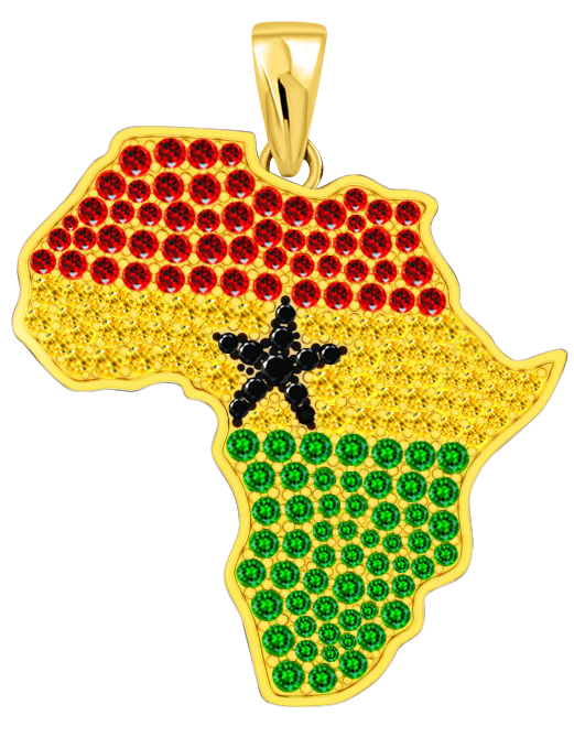 Limited Edition- Ghana Pendant with Diamonds including Red, Yellow, Green, and Black Gemstones