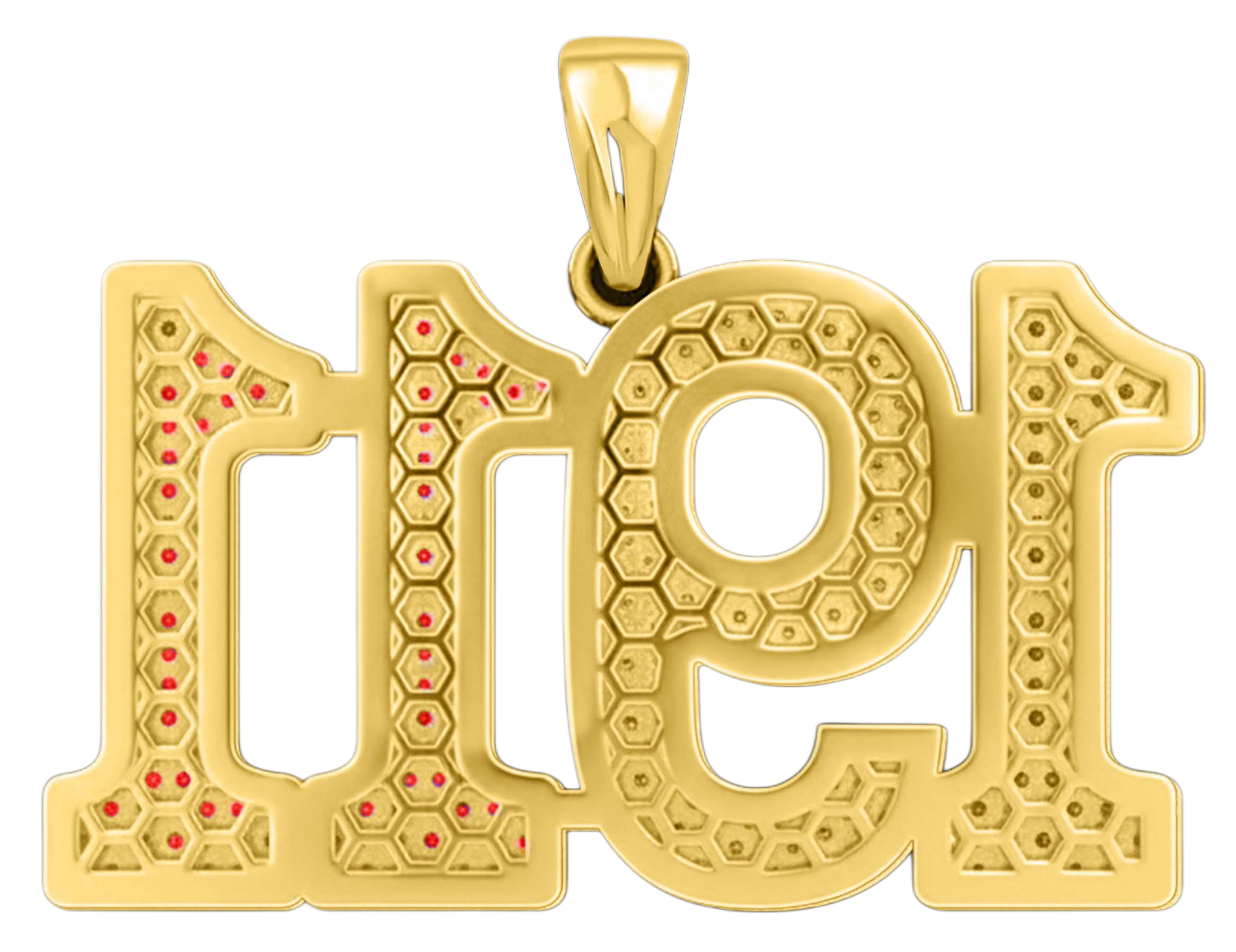 Limited Edition- 1911 Pendant- Solid Gold with Diamonds and Red Gemstones