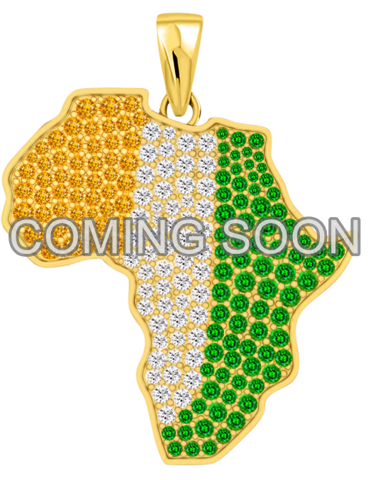 Limited Edition- Ivory Coast Pendant with Diamonds including Orange, White, and Green Gemstones