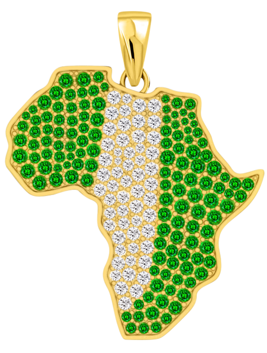 Limited Edition- Nigeria Pendant with Diamonds including Green Gemstones