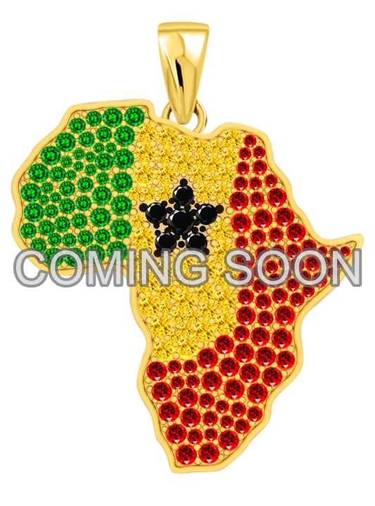 Limited Edition- Senegal Pendant with Diamonds including Green, Yellow, Red, and Black Gemstones