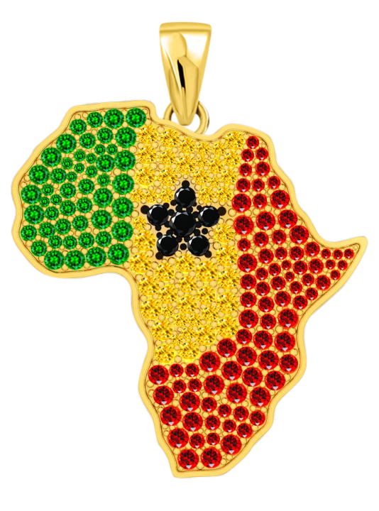 Limited Edition- Senegal Pendant with Diamonds including Green, Yellow, Red, and Black Gemstones