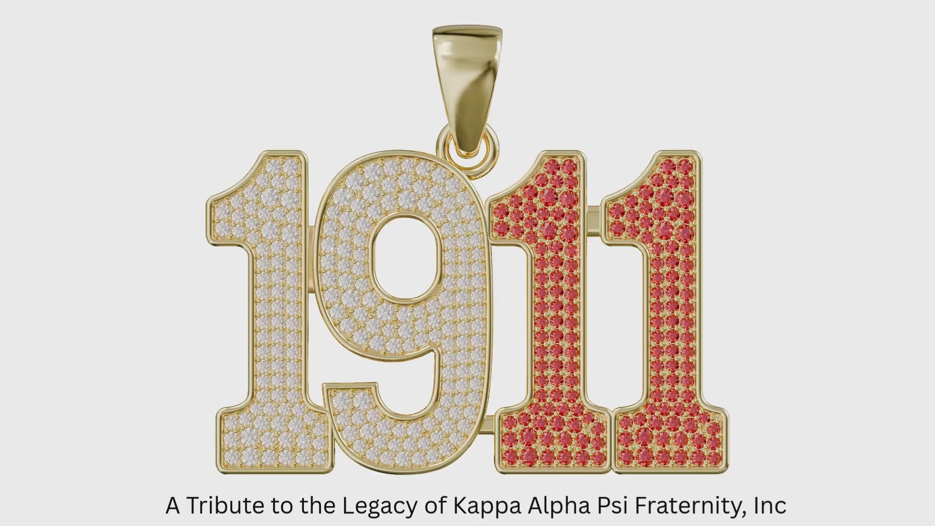 Limited Edition- 1911 Pendant- Solid Gold with Diamonds and Red Gemstones